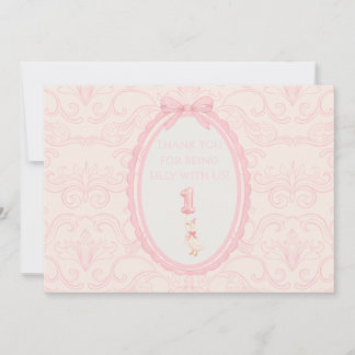 Cartão De Agradecimento Coquete Rosa Ganso Bobo 1º Aniversário 