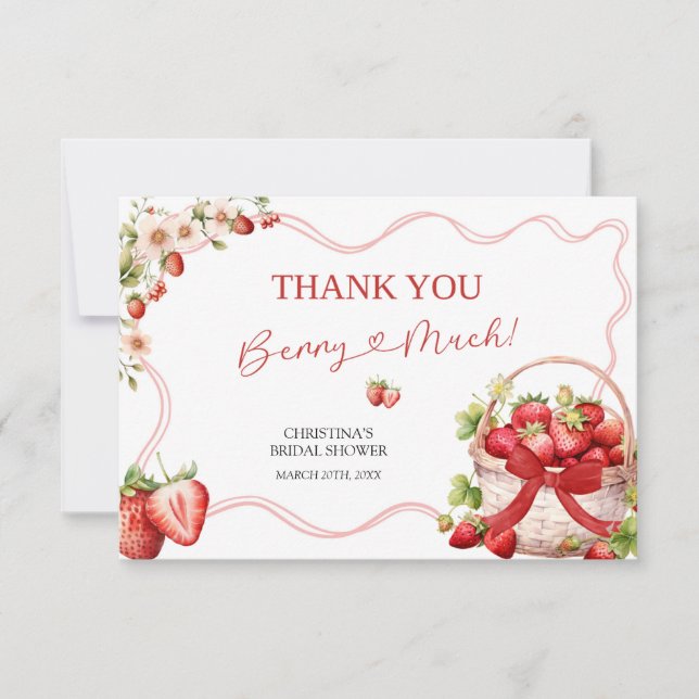 Cartão De Agradecimento Coquette Berry Em Chá De Amor (Frente)