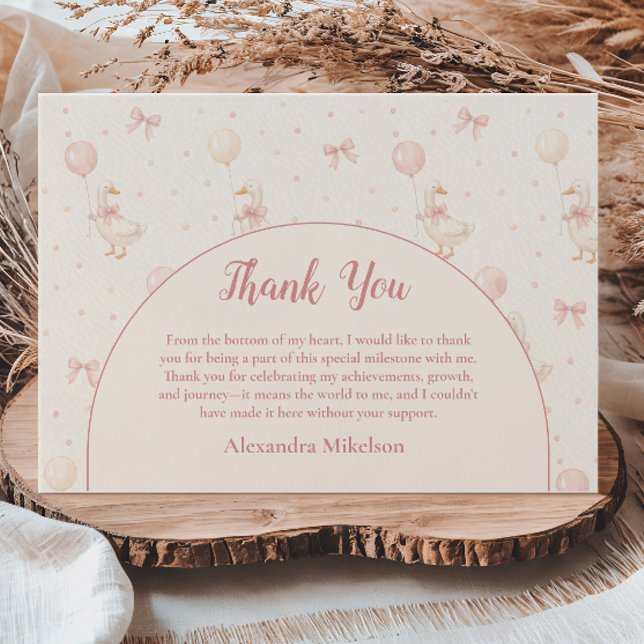 Cartão De Agradecimento Coquette Goose 1st Birthday (Criador carregado)