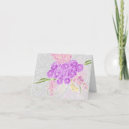 Cartão De Agradecimento Coquette Rosa laço transparente e Buquê Obrigada