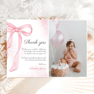 Cartão De Agradecimento Coquette Watercolor Pink - Arco Cinto-Rosa - Anive