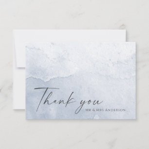 Cartão De Agradecimento Cor Azul Simples Dusty