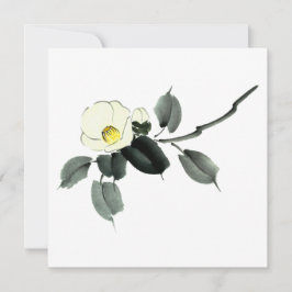 Cartão De Agradecimento Cor da água da camellia branca sumi e do japonês