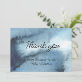 Cartão De Agradecimento Cor d'água do marinho azul-poeirenta