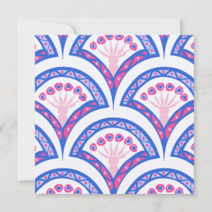 Cartão De Agradecimento cor damasco floral azul