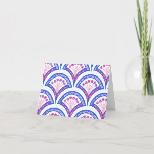 Cartão De Agradecimento cor damasco floral azul