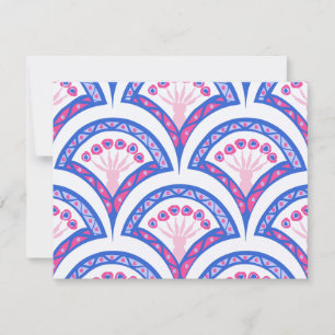 Cartão De Agradecimento cor damasco floral azul