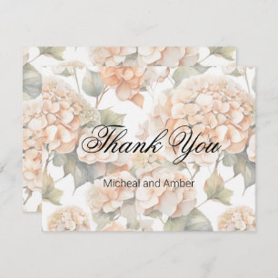 Cartão De Agradecimento Cor de água floral branca esverdeada de cor de lar