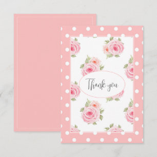 Cartão De Agradecimento Cor de Água Polkadot Rosa Rosa Rosa Rosa Rosa Rosa
