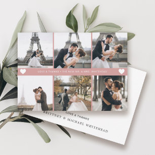 Cartão De Agradecimento Cor de Foto Moderna Simples Cor de Rosa Esmaecida