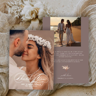 Cartão De Agradecimento Cor do membro do casamento da fotografia de caligr
