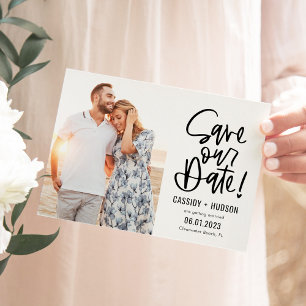 Cartão De Agradecimento Cor Editável Funky Escrevendo Salva Nossa Data Car