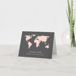 Cartão De Agradecimento Cora o obrigado do mapa do mundo das cinzas