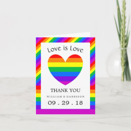 Cartão De Agradecimento Coração Arco-íris Amor é Amor Casamento Obrigado