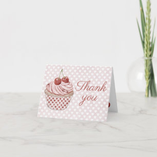 Cartão De Agradecimento Coração Cor-de-Água do Coquete do Cupcake Cherry