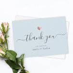 Cartão De Agradecimento Coração Dourada Rosa de Script Moderno Azul-Chic<br><div class="desc">Este moderno coração rosa de ouro chico,  obrigado a vocês,  nota mostra uma caligrafia escrita escrita com letra de mão ao lado dos seus nomes na elegante serifpografia. Esta é a versão azul-clara.</div>