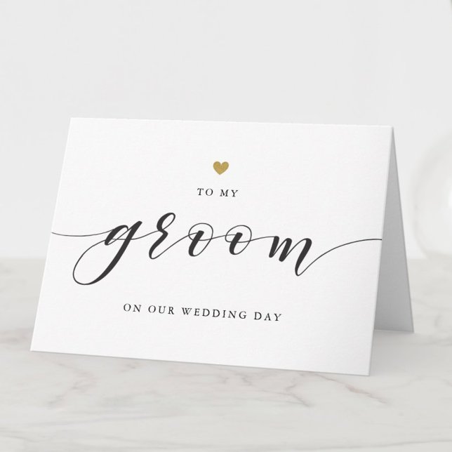 Cartão De Agradecimento Coração Dourado moderno ao meu noivo no nosso dia  (Criador carregado)