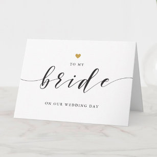 Cartão De Agradecimento Coração Dourado moderno para a minha noiva no Di
