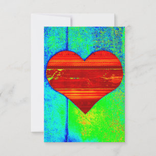 Cartão De Agradecimento Coração Foto Arte Azul Vermelha Vermelha Artisan L