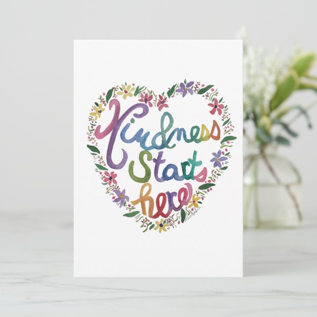 Cartão De Agradecimento Coração Gentil (Em pé/Frente)