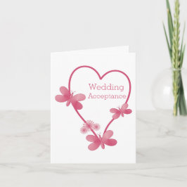 Cartão De Agradecimento Coração Pink de Aceitação de Casamento