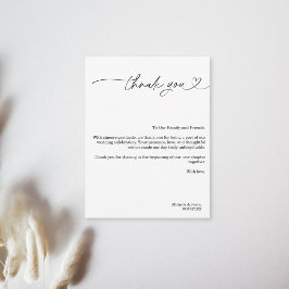 Cartão De Agradecimento Coração Preto e Branco Moderno Simples e Elegante