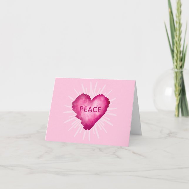 Cartão De Agradecimento Coração Rosa com PAZ (Frente)