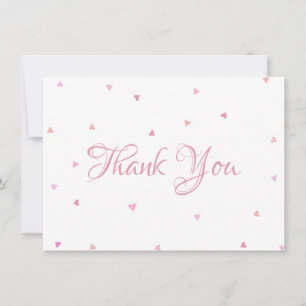 Cartão De Agradecimento Coração Rosa Confete Script Obrigado