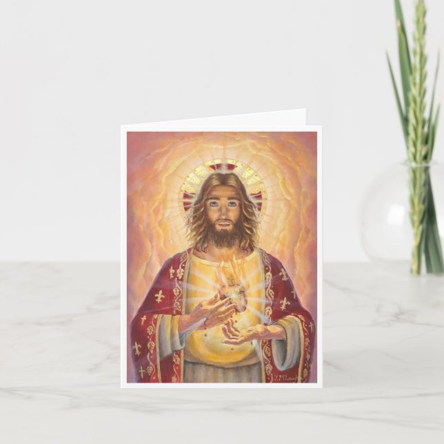 Cartão De Agradecimento Coração Sagrado de Jesus, Arte, Notecard (Frente)