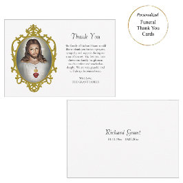 Cartão De Agradecimento Coração Sagrado de Jesus Funeral Católico