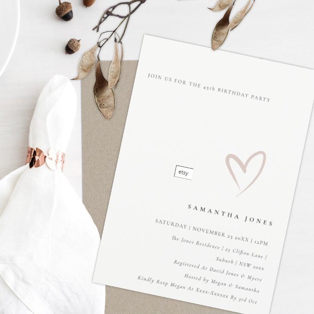 Cartão De Agradecimento Coração simples mínima de pincel qualquer convidad (Criador carregado)