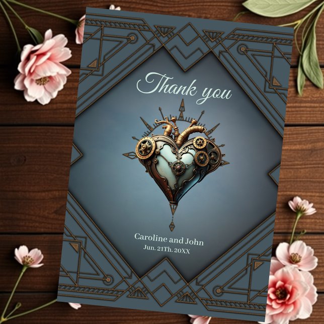 Cartão De Agradecimento Coração steampunk fascinante (Criador carregado)