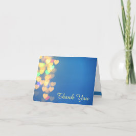 Cartão De Agradecimento Corações Brilhantes em Azul Elegante