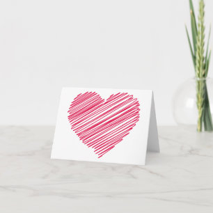 Cartão De Agradecimento Corações de Doodle de Amor Rosa Vermelho Casamento