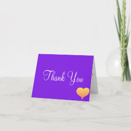 Cartão De Agradecimento Corações do Pôr do Sol Violeta Monograma Casamento