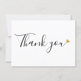 Cartão De Agradecimento Corações Dourados Elegante Roteiro Moderno