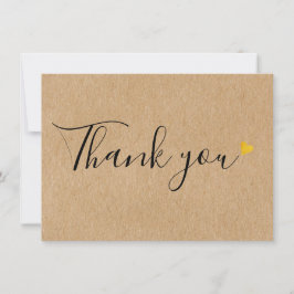 Cartão De Agradecimento Corações Dourados Elegante Script Kraft Rústico