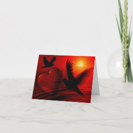 Cartão De Agradecimento Corações e Doves