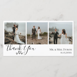 Cartão De Agradecimento Corações Simples Casamento Foto Obrigado