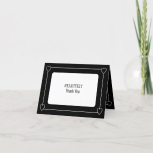 Cartão De Agradecimento Corações Simples e Românticos Negra Casamento