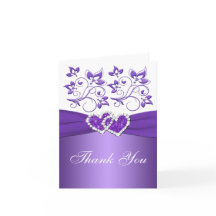 Corações Unidos Florais Roxo e Branco Obrigada