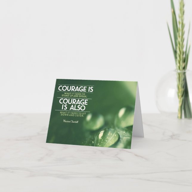 Cartão De Agradecimento "Coragem" Winston Churchill Cotação Inspiracional (Frente)