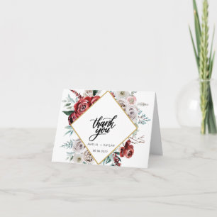 Cartão De Agradecimento Coral Almond Modern Watercolor Casamento Floral Th