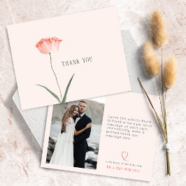 Cartão De Agradecimento Coral de Foto Botânica Minimalista