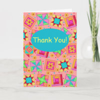 Coral Orange Patchwork Quilt Block Art Obrigado