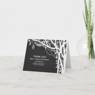 Cartão De Agradecimento Cordas acenam frascos de pedras de árvores obrigad