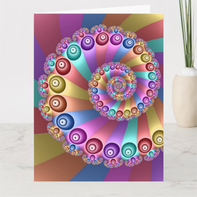 Cartão De Agradecimento Cores de Arco-íris Lindas Arte Fractal Abstrata (Frente)