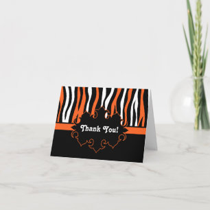 Cartão De Agradecimento Cores do Dia das Bruxas zebra estende-se preto e l