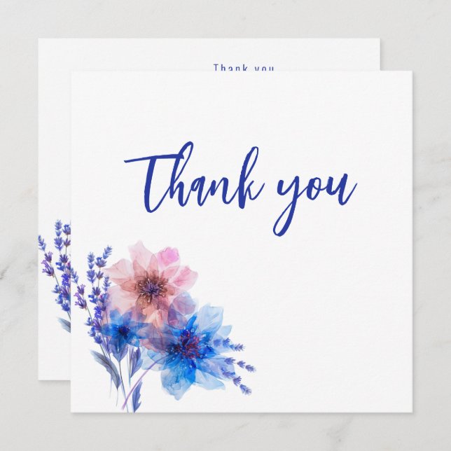 Cartão De Agradecimento 💍 Cornflower e Lavanda Bliss (Frente/Verso)