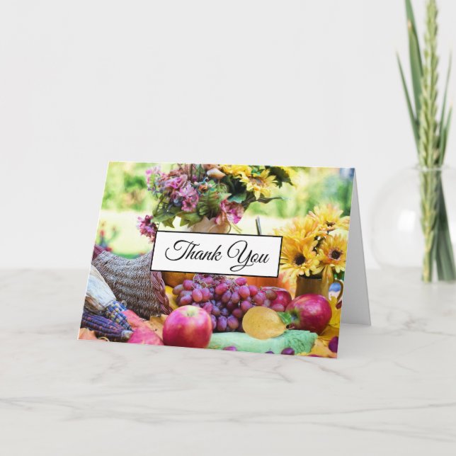 Cartão De Agradecimento Cornucopia Autumn Harvest Chef Mesa (Frente)